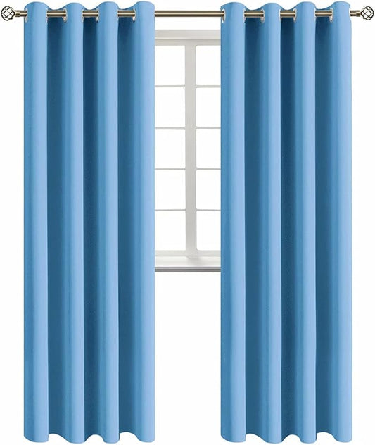 BGment Room Darkening Curtains 95 Inches Long - Grommet Thermal Insulated Drapes Window Treatment Curtains for Bedroom, 2 Panels, 52 x 95 Inch, Sky Blue