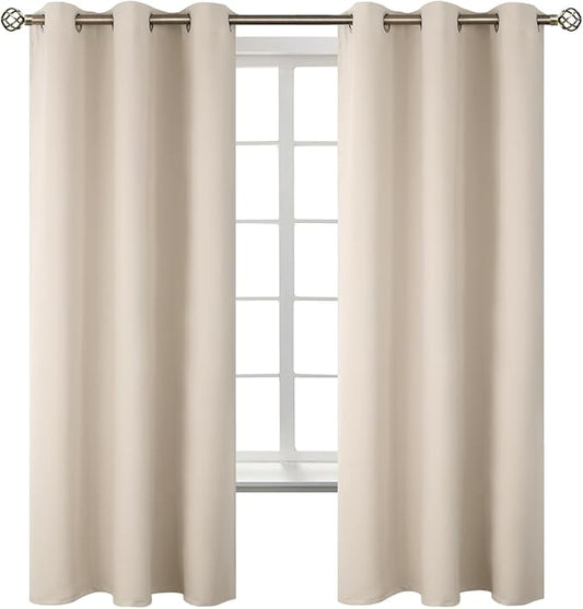 BGment Blackout Curtains - Grommet Thermal Insulated Room Darkening Bedroom and Living Room Curtains, Set of 2 Panels (42 x 72 Inch, Champagne)