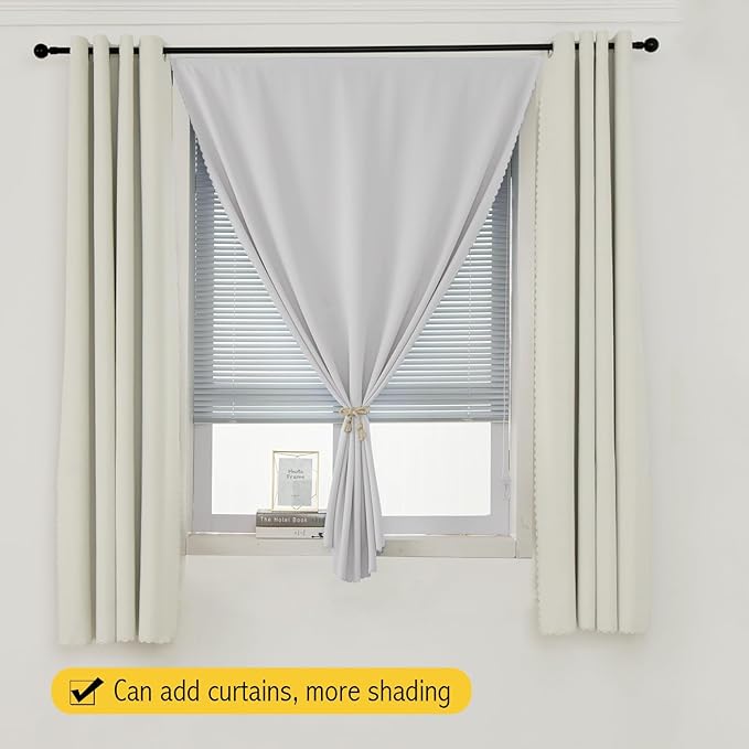 Blackout Curtains for Bedroom Sticky Curtain Blackout Window Cover Self Adhesive Curtains Rod No Drillng, 59" W X 59" L, Light Grey, 1 Panel