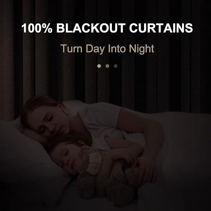 100% Blackout Shield Linen Blackout Curtains for Bedroom 108 Inches Long, Back Tab/Rod Pocket Living Room Drapes, Thermal Insulated Blackout Curtains 2 Panels Set, 50" W x 108" L,Cream