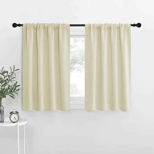 NICETOWN Kitchen Curtains, Short Blackout Curtains & Drapes, Small Window Draperies for Dining Room, Cupboard (Beige, 42 in x 36 in (W x L), Set of 2)
