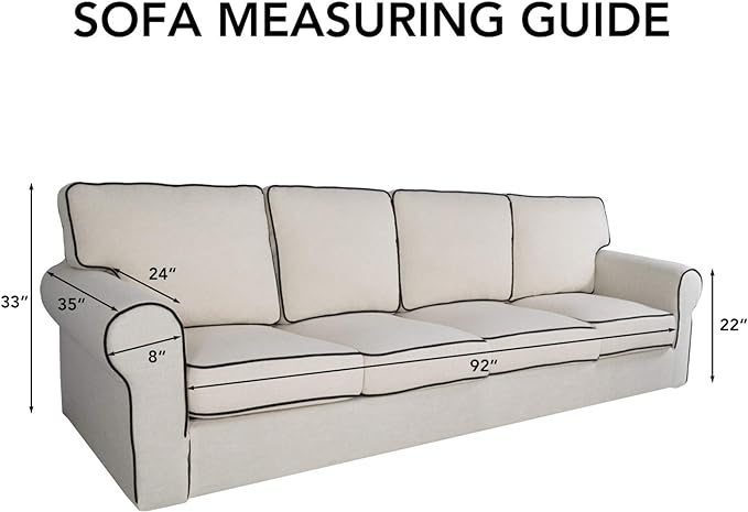 PureFit Super Stretch 4 Seater Sofa Slipcover – Spandex Non Slip Soft Couch Sofa Cover, Washable Furniture Protector with Non Skid Foam and Elastic Bottom for Kids, Pets （XX Large, Black）