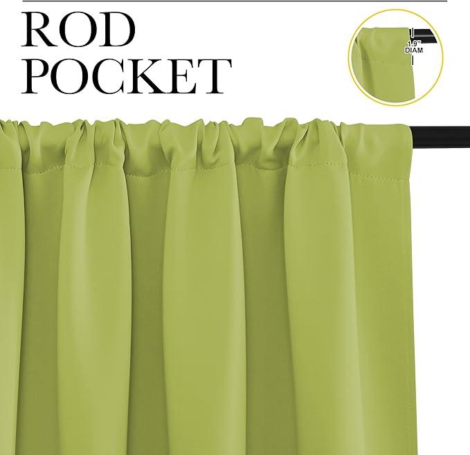 NICETOWN Living Room Curtains, Blackout Draperies, Fresh Green, 1 Pair, 70 x 84-inch, Home Decorations Thermal Insulated Solid Rod Pocket Blackout Drapes for Cafe