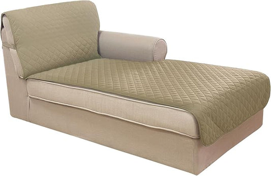 U-NICE HOME Sectional Couch Cover for Dogs Pets Chaise Lounge Reversible Sofa Cover Furniture Protector with Elastic Adjustable Strap, Light Camel/Beige