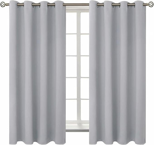 BGment Room Darkening Curtains 63 Inches Long - Grommet Thermal Insulated Drapes Window Treatment Curtains for Bedroom, 2 Panels, 52 x 63 Inch, Light Grey