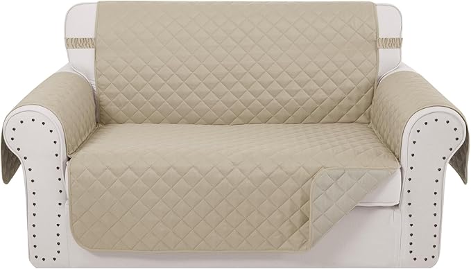 Reversible Loveseat Sofa Covers Couch Cover Furniture Protector(Loveseat Small,Sand/Beige)