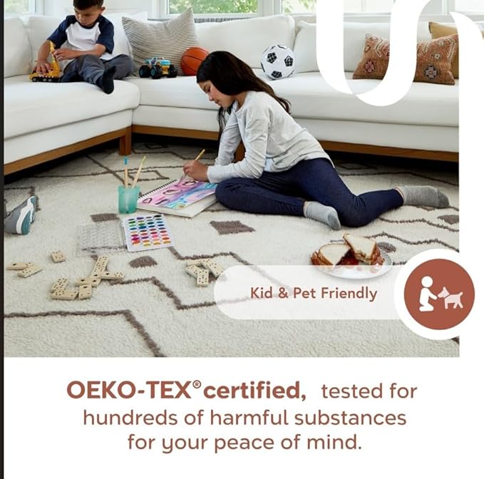 Nuloom SuperiorWash Collection Kai Off-White, 5' x 7'6" Oval, Soft and Cozy, High Traffic, Stain Resistant, Easy Clean, Durable Washable Area Rug for Bedroom, Living Room, Dining, Den, Foyer, Entryway