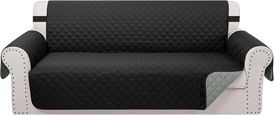 Reversible Oversized Sofa Covers Couch Cover Furniture Protector for Dogs Elastic Straps Water Resistant(XLSofa,Black/Grey)