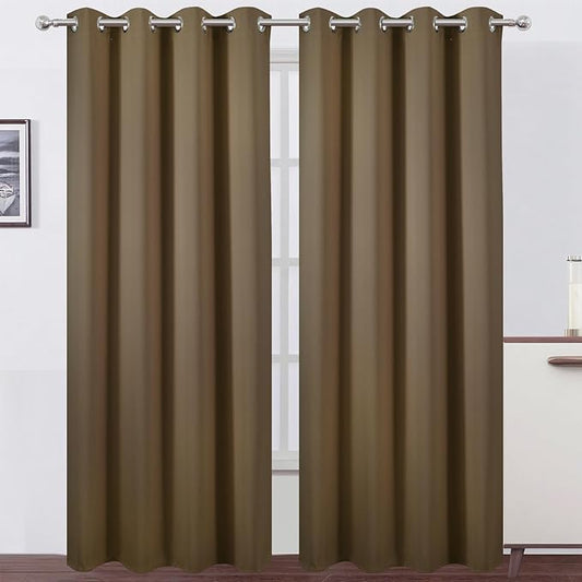 LEMOMO Blackout Curtains 66 x 95 inch/Brown Curtains Set of 2 Panels/Thermal Insulated Room Darkening Bedroom Curtains