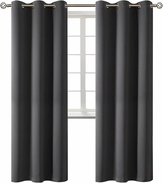 BGment Blackout Curtains - Grommet Thermal Insulated Room Darkening Bedroom and Living Room Curtain, Set of 2 Panels (42 x 84 Inch, Dark Grey)