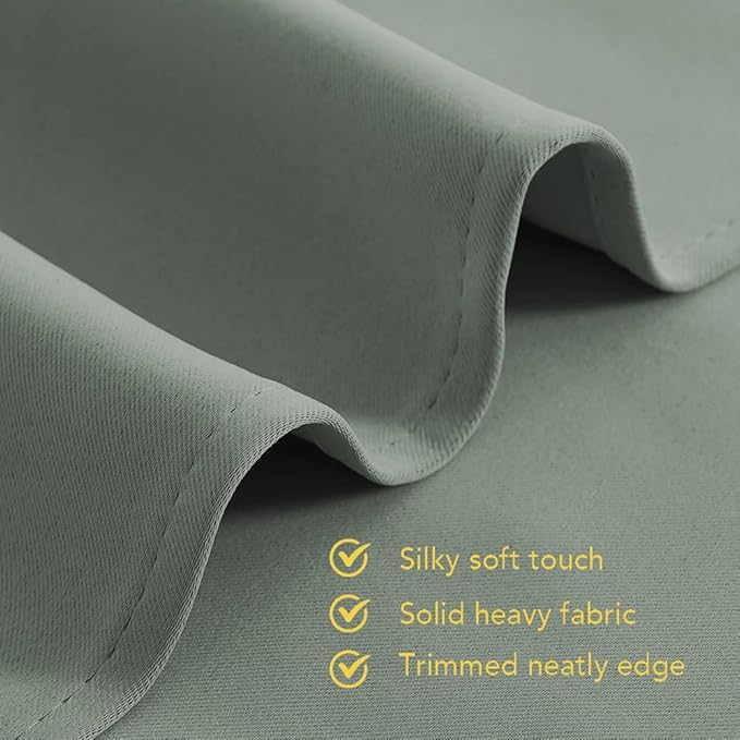 NICETOWN Thermal Insulated Greyish Green Blackout Curtains for Bedroom, Window Treatment Solid Grommet Room Darkening Drape Panels for Bedroom (Set of 2, 70 by 63 inches Long)