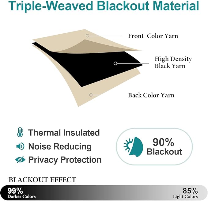 ChrisDowa Blackout Curtains 102 inches Long for Bedroom - 2 Panels Set Grommet Thermal Insulated Room Darkening Curtains for Living Room (Biscotti Beige, 52 x 102 Inch)