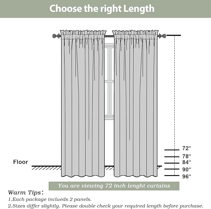 OWENIE Blue Sheer Curtains 72 Inches Long 2 Panels Set, Transparent Light Filtering Sheer Curtain Rod Pocket Clear Drapes for Living Room Bedroom Window Sliding Glass Door, Each 42 x 72 Inch