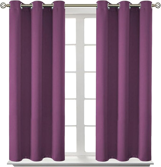 BGment Room Darkening Curtains 45 Inches Long - Grommet Thermal Insulated Drapes Window Treatment Curtains for Bedroom, 2 Panels, 38 x 45 Inch, Eggplant Purple