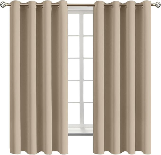 BGment Blackout Curtains - Grommet Thermal Insulated Room Darkening Bedroom and Living Room Curtains, Set of 2 Panels (52 x 63 Inch, Sand)