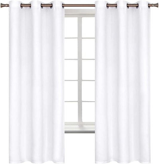 BGment White Curtains 63 Inch Length for Bedroom - Room Darkening Thermal Insulated Grommet Drapes Window Treatment, Set of 2 Panels, 42 x 63 Inch, Pure White