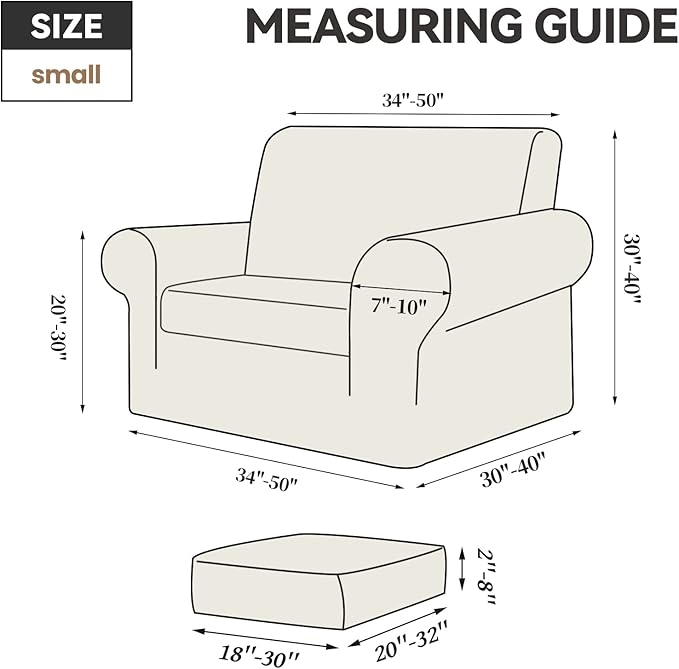WEERRW Velvet Stretch Chair Sofa Slipcover - 2 Pieces Luxury Soft Velvet Plush Couch Cover Furniture Protector with Elastic Bottom for Pets, Machine Washable, Silver, Small