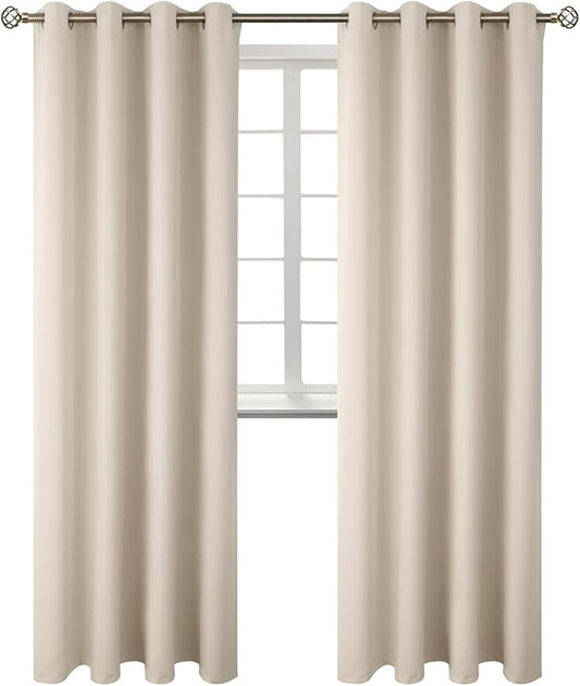 BGment Blackout Curtains - Grommet Thermal Insulated Room Darkening Bedroom and Living Room Curtains, Set of 2 Panels (52 x 95 Inch, Champagne)