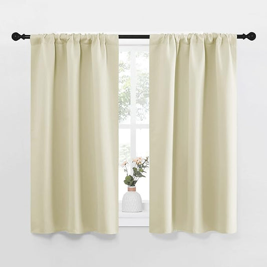 NICETOWN Kitchen Curtains, Short Blackout Curtains & Drapes, Small Window Draperies for Dining Room, Cupboard (Beige, 34 in x 45 in (W x L), Set of 2)
