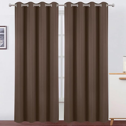 LEMOMO Blackout Curtains 52 x 120 Inch Long Chocolate Curtains Set of 2 Panels Room Darkening Curtains for Bedroom and Living Room