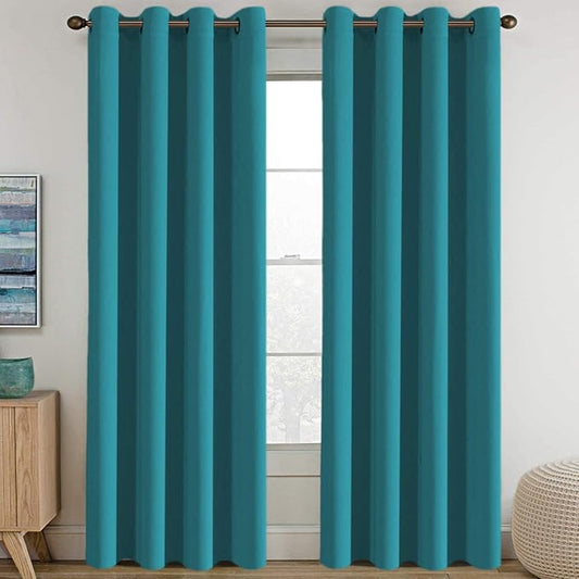 H.VERSAILTEX Window Treatment Blackout Curtains for Living Room Thermal Insulated Energy Saving Patio Door Curtains Grommet Panles, Room Darkening Curtain Turquoise Blue (Set of 1 Panel), 52'W x 96'L
