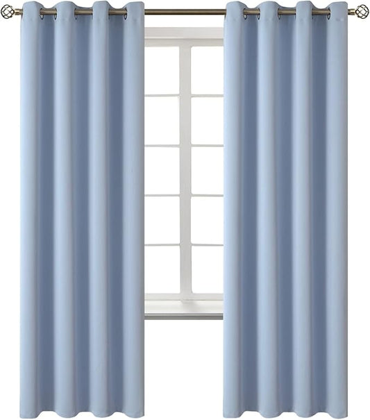 BGment Blackout Curtains for Bedroom - Grommet Thermal Insulated Room Darkening Curtains for Living Room, Set of 2 Panels (52 x 72 Inch, Spa Blue)