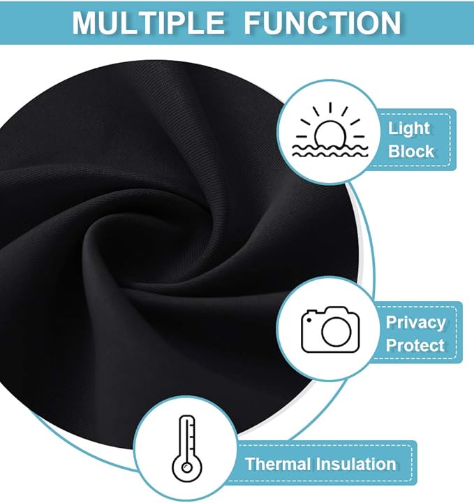 RYB HOME Black Blackout Curtains for Bedroom Living Room 72 inches Long, Thermal Insulated Privacy Rod Pocket Drapes for Nursery Office Home Theater, Width 42 by Length 72, 2 Panels