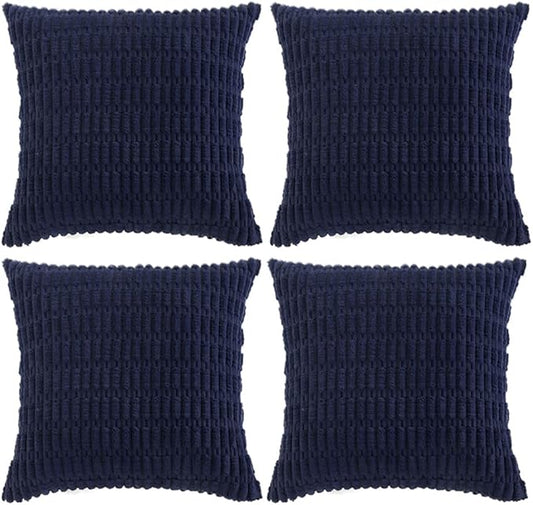 Fancy Homi 4 Packs Dark Grey Decorative Throw Pillow Covers 14x14 Inch for Couch Bed, Rustic Modern Farmhouse Boho Home Decor, Soft Plush Corduroy Gray Cute Square Accent Cushion Case 35x35 cm