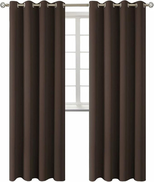 BGment Blackout Curtains for Bedroom - Grommet Thermal Insulated Room Darkening Curtains for Living Room, Set of 2 Panels (52 x 95 Inch, Brown)