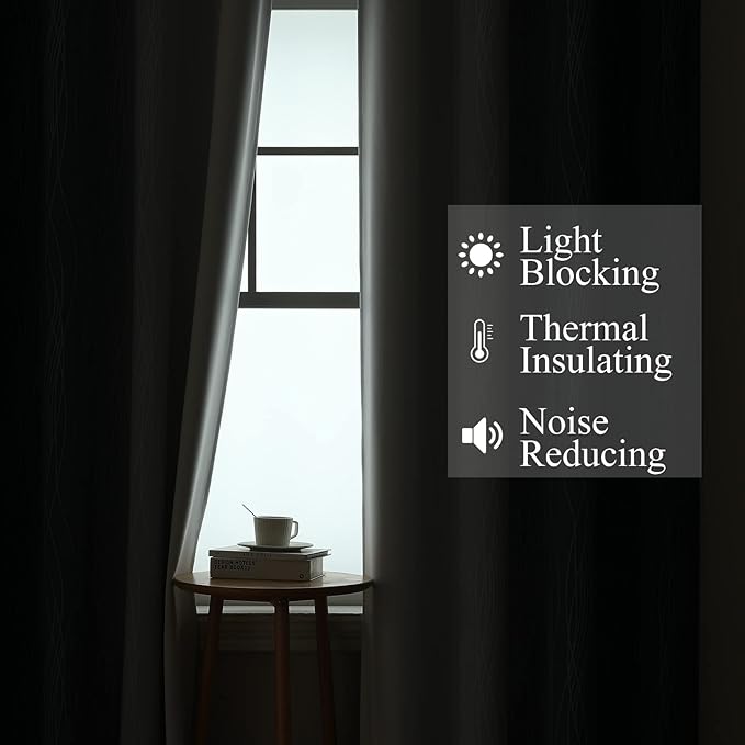 Estelar Textiler Greyish White and Navy Blue Blackout Curtains 96 Inches Long, Ombre Thermal Insulated Noise Reducing Blackout Drapes for Bedroom, Full Room Darkening Grommet Curtains,52Wx96L,2 Panels