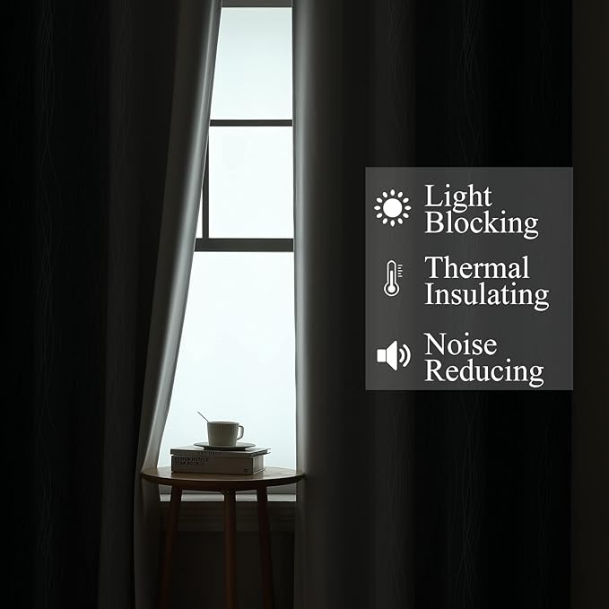 Estelar Textiler Navy Blue and Greyish White Ombre Short Blackout Cafe Curtains 36 Inch Length, Thermal Insulated Grommet Small Half Window Drapes for Kitchen/Basement/RV Camper, 52Wx36L, 2 Panels