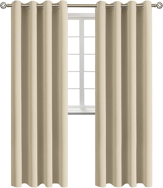 BGment Room Darkening Curtains 108 Inches Long - Grommet Thermal Insulated Drapes Window Treatment Curtains for Bedroom, 2 Panels, 52 x 108 Inch, Beige