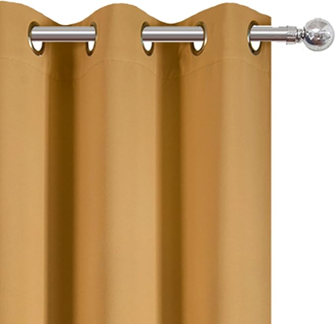 LEMOMO Mustard Yellow Thermal Blackout Curtains/38 x 63 Inch/Set of 2 Panels Room Darkening Curtains for Bedroom