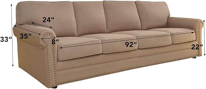 Easy-Going Stretch 4 Seater Sofa Slipcover 1-Piece Sofa Cover Furniture Protector Couch Soft with Elastic Bottom for Kids, Polyester Spandex Jacquard Fabric Small Checks Sand