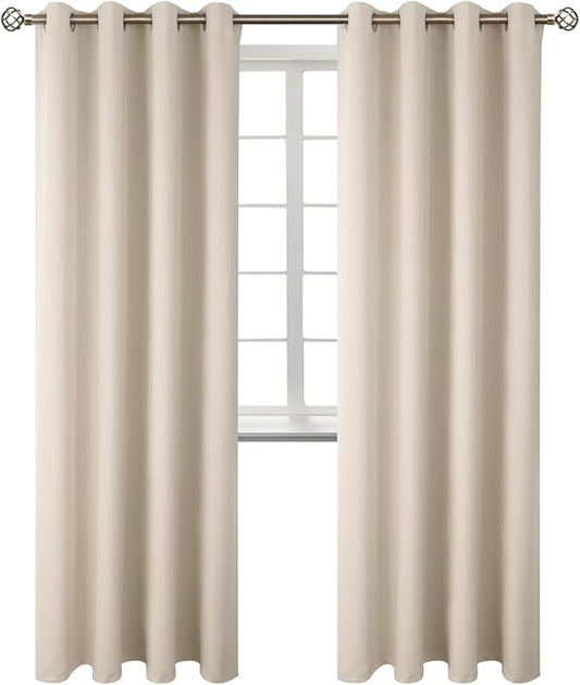 BGment Blackout Curtains - Grommet Thermal Insulated Room Darkening Bedroom and Living Room Curtains, Set of 2 Panels (46 x 72 Inch, Champagne)