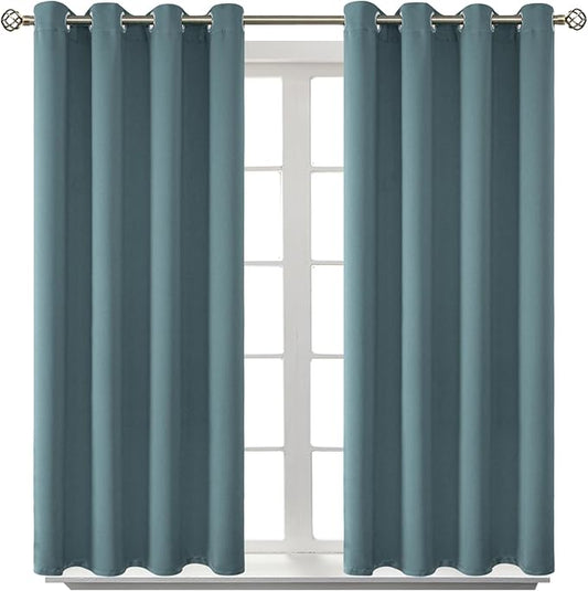 BGment Room Darkening Curtains 45 Inches Long - Grommet Thermal Insulated Drapes Window Treatment Curtains for Bedroom, 2 Panels, 52 x 45 Inch, Stone Blue
