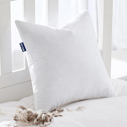 MIULEE Feather Pillow Insert 18x18, Decorative Down Throw Pillow Insert Fluffy Throw Pillow Cotton Fabric for Sofa Bed Couch