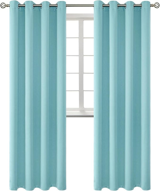 BGment Blackout Curtains - Grommet Thermal Insulated Room Darkening Bedroom and Living Room Curtains, Set of 2 Panels (55 x 96 Inch, Baby Blue)