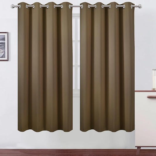 LEMOMO Brown Thermal Blackout Curtains/52 x 72 Inch/Set of 2 Panels Room Darkening Curtains for Bedroom