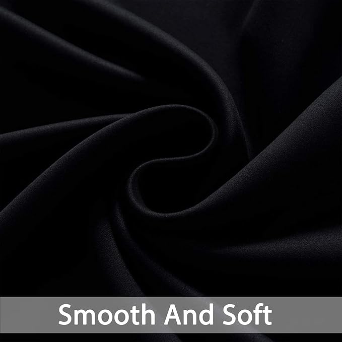 Yakamok Blackout Curtains Room Darkening Thermal Insulated Window Panels,Solid Grommet Top Drapes for Bedroom/Living Room(62Wx96L, Black, 2 Panels)