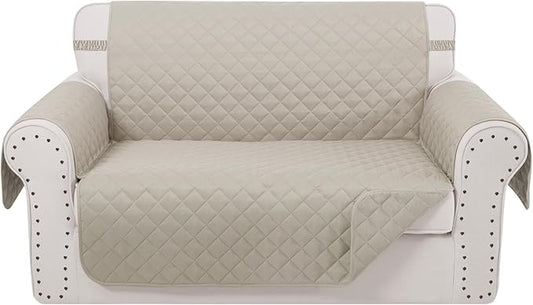 Reversible Loveseat Sofa Covers Couch Cover Furniture Protector(Loveseat Small,Beige/Beige)
