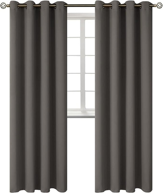 BGment Blackout Curtains - Grommet Thermal Insulated Room Darkening Bedroom and Living Room Curtains, Set of 2 Panels (52 x 108 Inch, Grey)