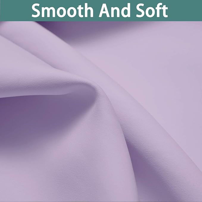 Yakamok 100% Blackout Lined Panels, Room Darkening Thermal Insulated Blackout Curtains for Bedroom, Heat Blocking Drapes for Living Room(62Wx84L, Lilac, 2 Panels)