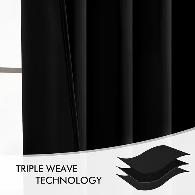 MIULEE Black Back Tab Blackout Curtains 54 Inch Length 2 Panels Set for Living Room Bedroom Privacy, Halloween Rod Pocket/Pinch Pleat Thermal Insulated Room Darkening Pleated Light Blocking Drapes