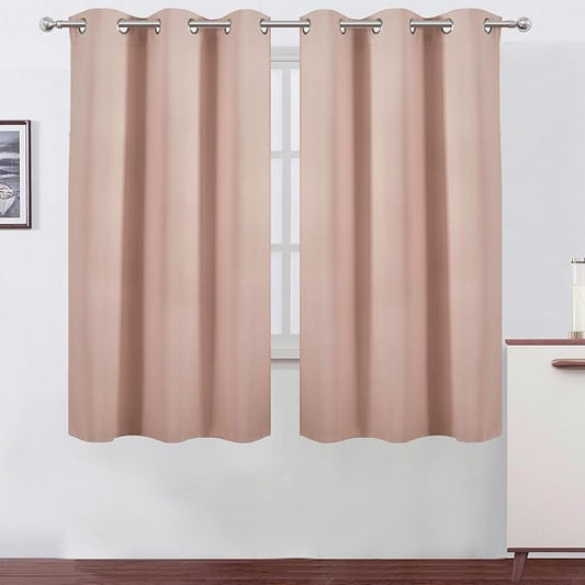 LEMOMO Blackout Curtains 42 x 63 inch/Blush Curtains Set of 2 Panels/Thermal Insulated Room Darkening Bedroom Curtains