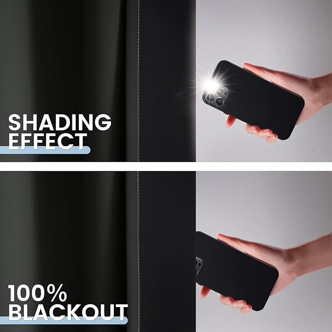 SimpleHome Ombre 100% Blackout Curtains for Bedroom, Full Light Blocking Black and Greyish White Curtains, Thermal Insulated Grommet Window Drapes for Living Room,2 Panels, 52x90 inches Length