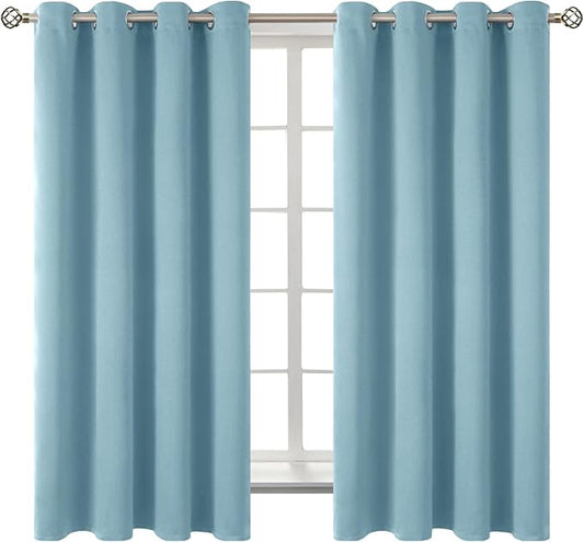 BGment Room Darkening Curtains 63 Inches Long - Grommet Thermal Insulated Drapes Window Treatment Curtains for Bedroom, 2 Panels, 52 x 63 Inch, Greyish Blue