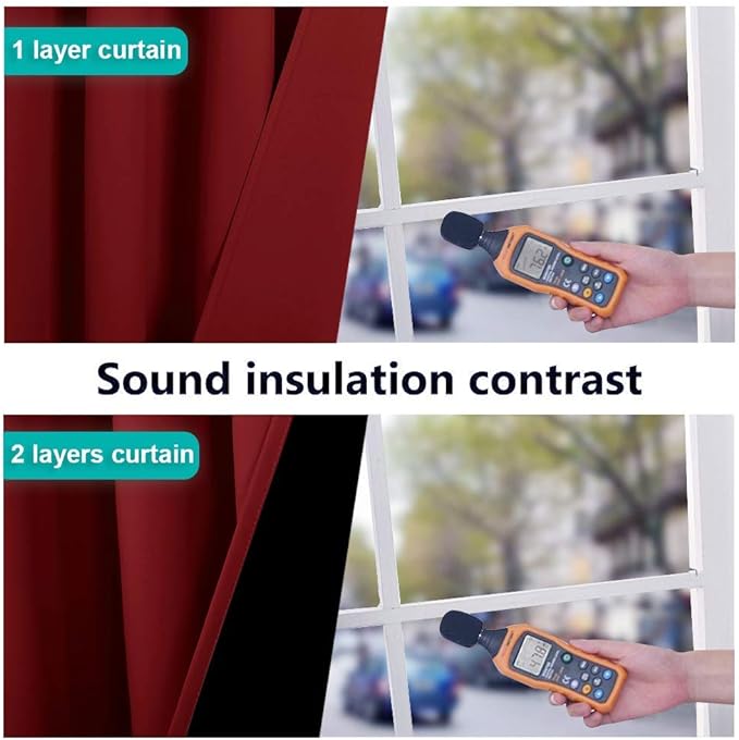 NICETOWN 100% Blackout Cold Blocking Curtain Panels, Thermal Insulated Curtains, Noise Reducing Drapes for Thanksgiving Day Window Decor (Set of 2, Burgundy Red, 55 inches Wide by 68 inches Long)