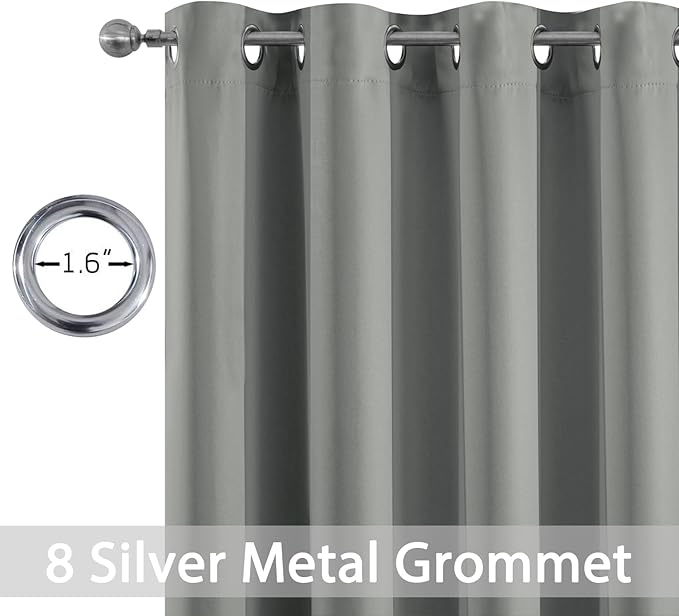 Yakamok Dove Grey Room Darking 84 Inch Length 2 Panel Sets for Livingroom Dining Room Darkening Thermal Insulated Bay Window Hotel Modern Elegant Black Out Sunblock Curtins/Bedroom,52 x 84 Inches