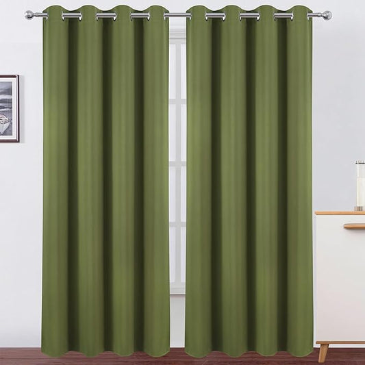 LEMOMO Blackout Curtains 52 x 120 Inch Long Olive Green Curtains Set of 2 Panels Room Darkening Curtains for Bedroom and Living Room